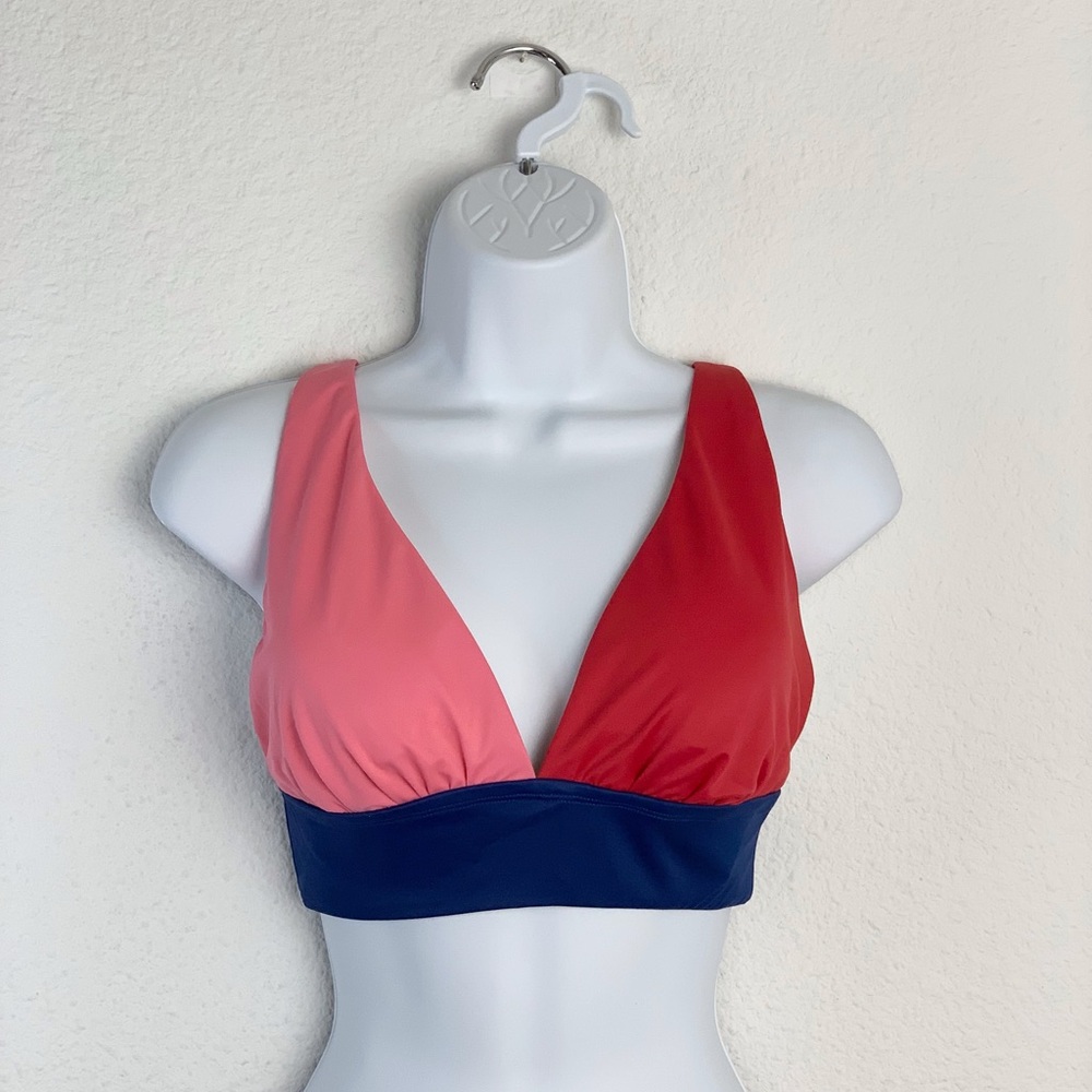 Beach Betty by Miracle Brands Red Pink Color Block Bikini Top Sz M